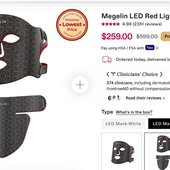 Megelin LED Light Therapy Face Mask For Face and Neck  Black Retail $259 - Picture 13 of 13